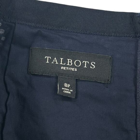 Talbots Navy Floral Eyelet Gold Embellished Lined Pencil Skirt Womens Petite 8 - Picture 3 of 5